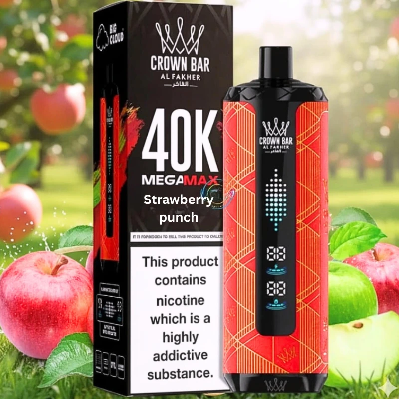 Al Fakher Crown Bar Strawberry punch Mega Max 40000 Puffs Disposable Vape in UAE
