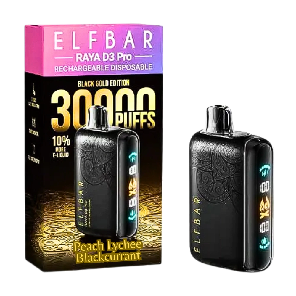 Elfbar Raya D3 Pro 30000 Puffs Disposable Vape Peach Lychee Blackcurrant