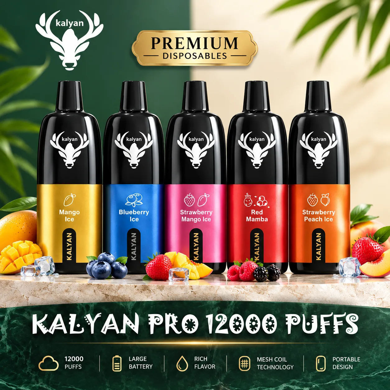 Kalyan Pro 12000 Puffs disposable vape flavours in Dubai UAE