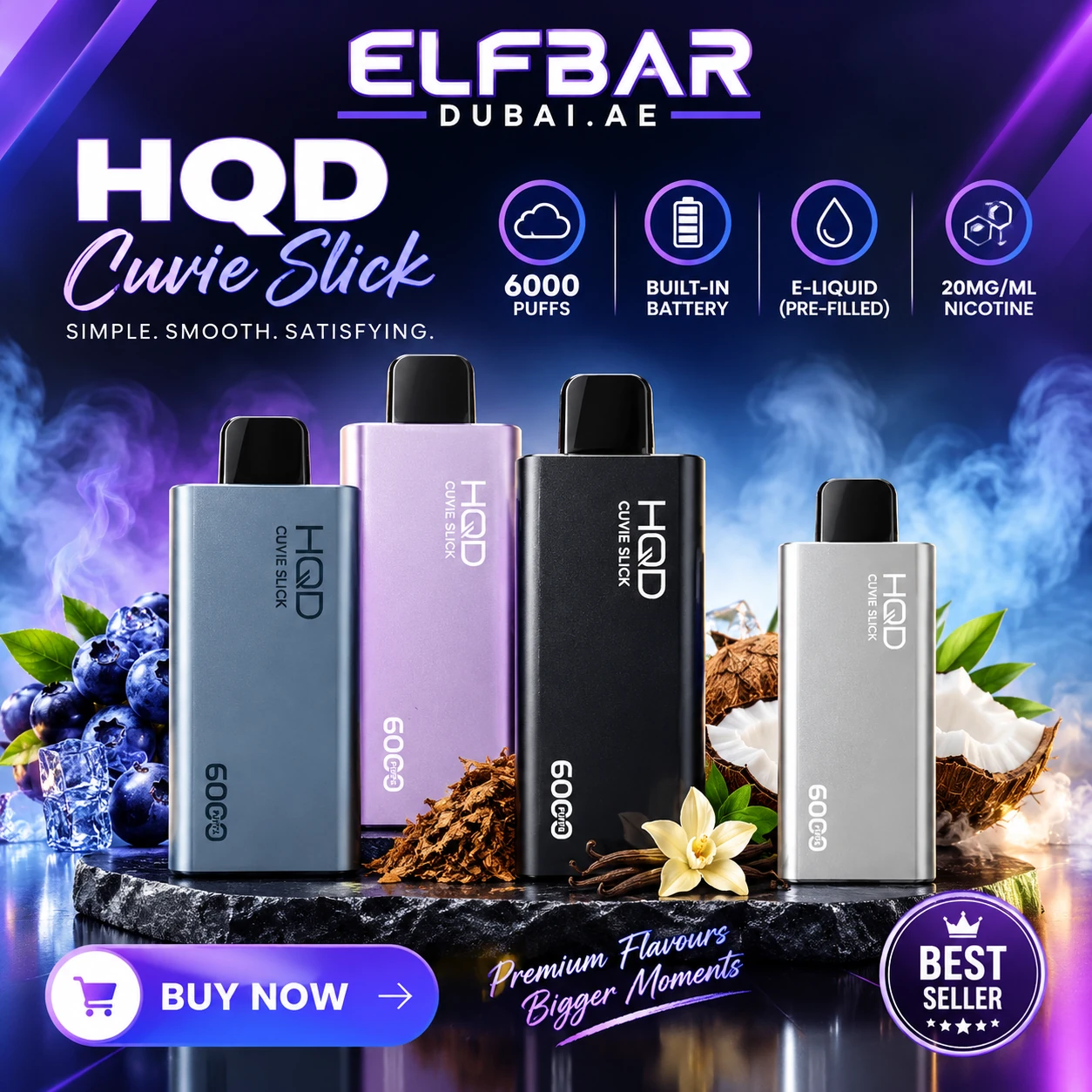 HQD Cuvie Slick 6000 Puffs Disposable Vape in Dubai UAE