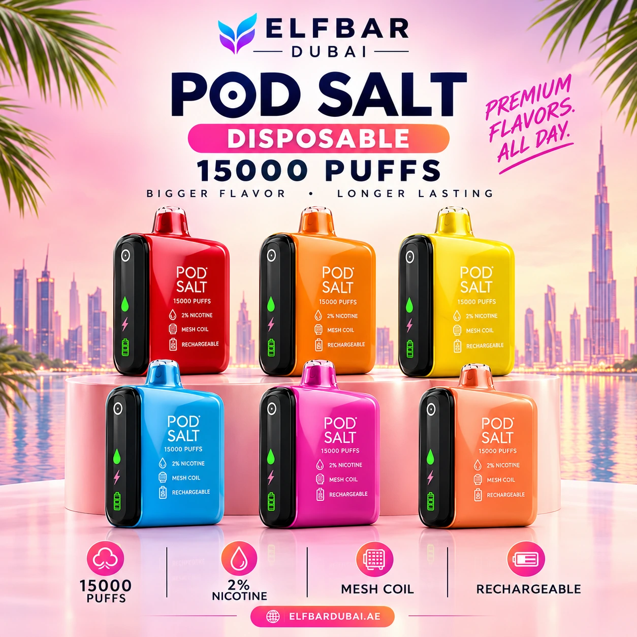 Pod Salt 15000 Puffs disposable vape in Dubai UAE