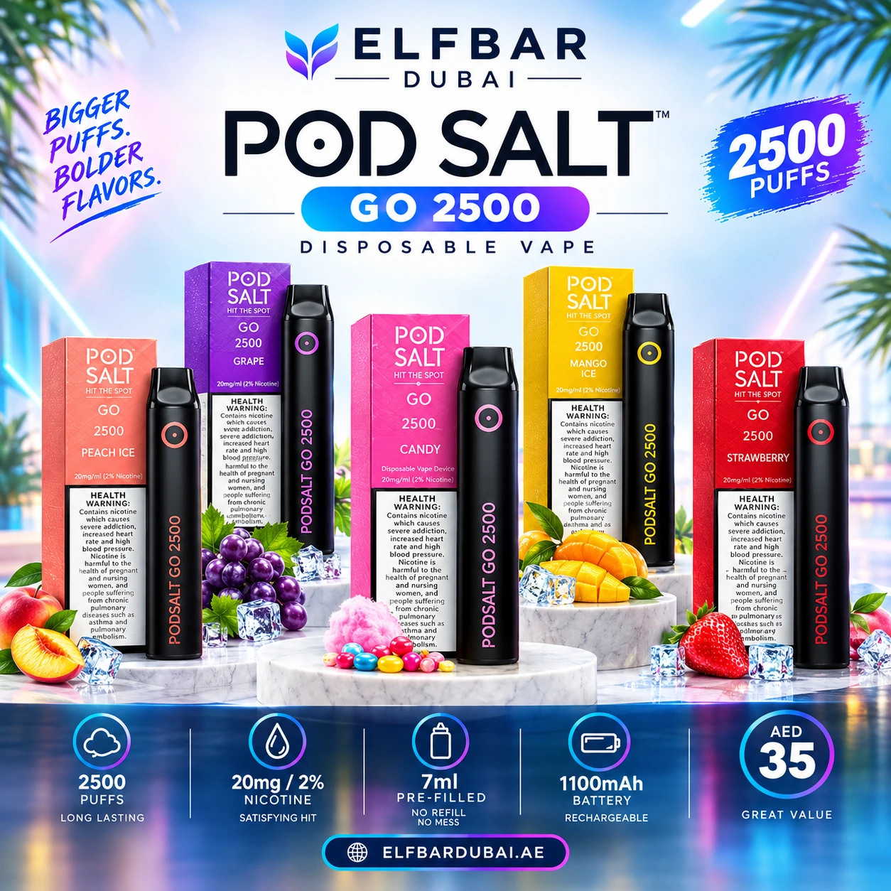 Pod Salt Go 2500 Puffs disposable vape in Dubai UAE