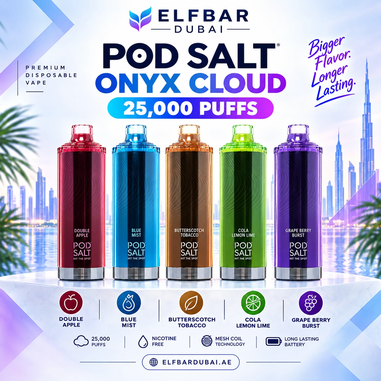 Pod Salt Onyx Cloud 25000 Puffs disposable vape in Dubai UAE