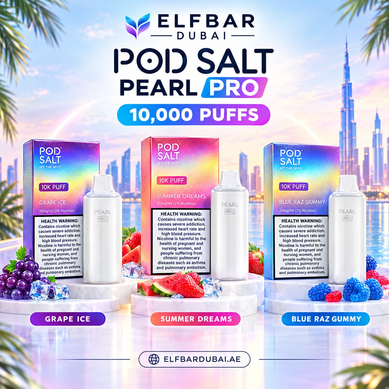 Pod Salt Pearl Pro 10000 Puffs disposable vape in Dubai UAE